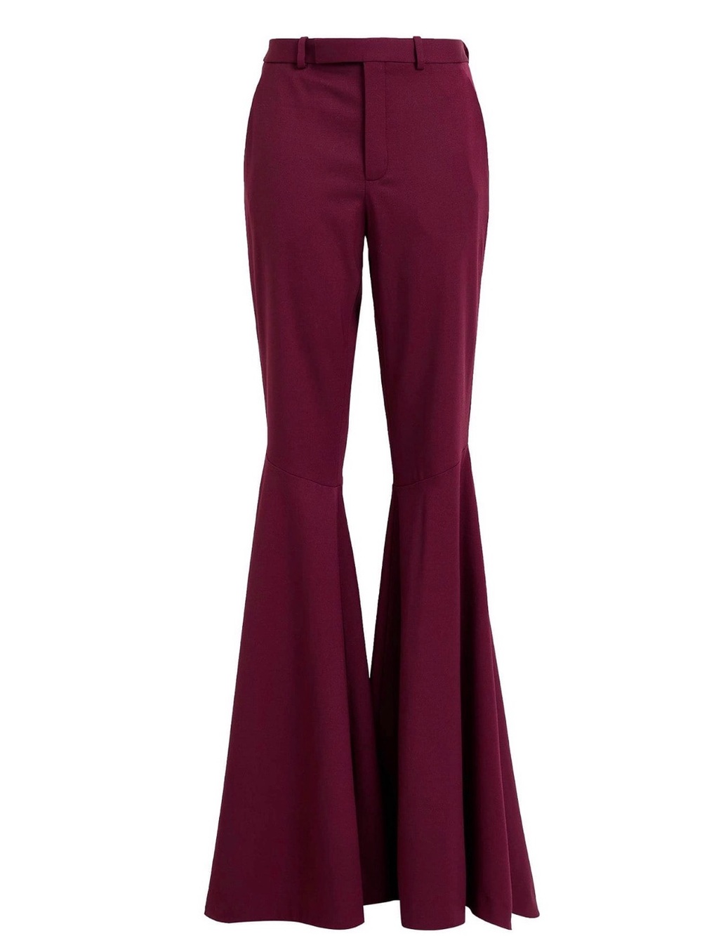 High-Rise Flared Wool Pants in Plum- Women Pants & Jumpsuits